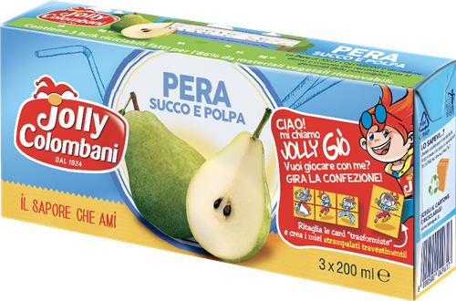 JOLLY COLOMBANI FRUIT JUICE PEAR BRICK 200 ML X3 (8 IN A BOX)