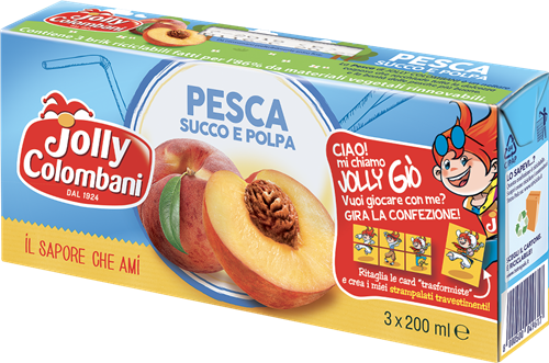 JOLLY COLOMBANI FRUIT JUICE PEACH BRICK 200 ML X3 (8 IN A BOX)