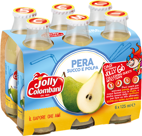 JOLLY COLOMBANI FRUIT JUICE PEAR GLASS 125 ML X6 (8 IN A BOX)