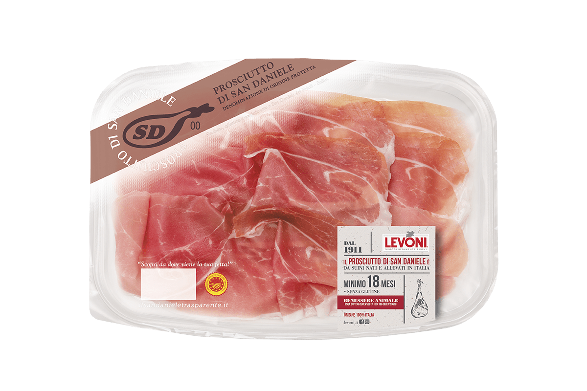 LEVONI PROSCIUTTO CRUDO SAN DANIELE D.O.P. AFFETTATO 70 GR (10 in a box)