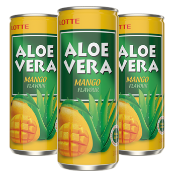 LOTTE ALOE VERA DRINK MANGO CANS 240 ML (30 in a box)