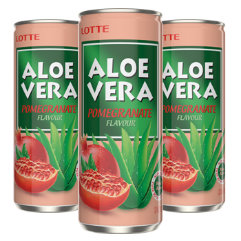 LOTTE ALOE VERA DRINK POMEGRANADE CANS 240 ML 30 in a box