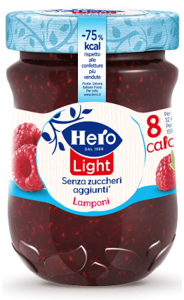 HERO LIGHT JAMS RASPBERRY SUGAR FREE 280 GR (8 in a box)