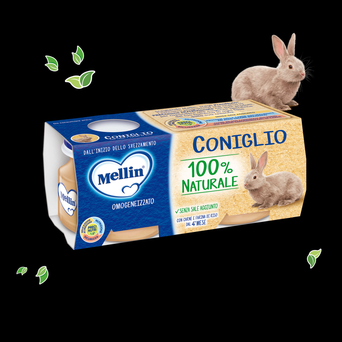 MELLIN HOMOGENIZED MEAT RABBIT 80 GR X2 (12 IN A BOX)