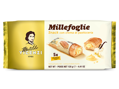 VICENZI MILLEFOGLIE D'ITALIA CREAM PASTICCERA X5 125 GR (16 in a box)