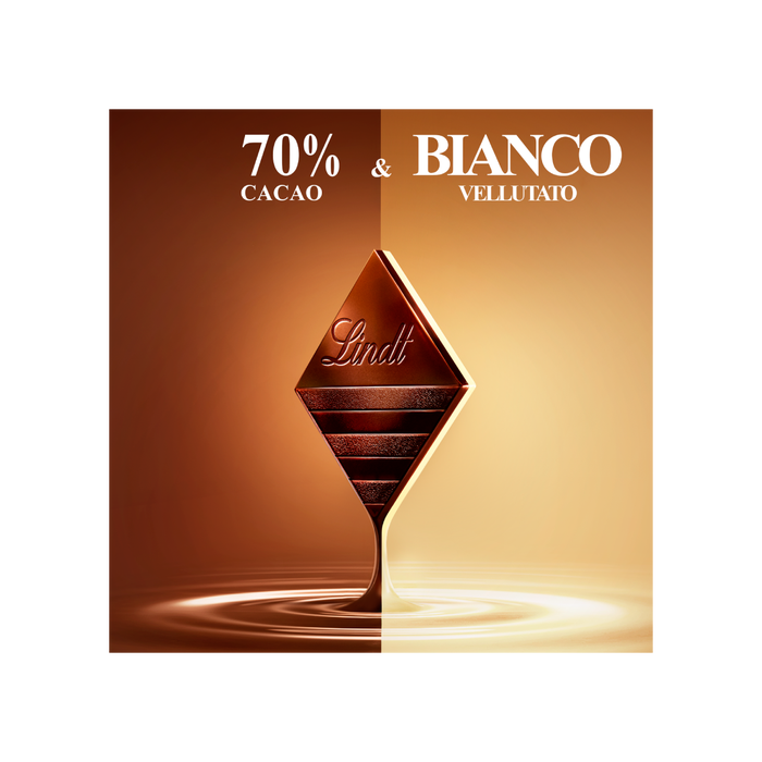 LINDT EXCELLENCE CHOCOLATE BAR FUSION 70% COCOA & BIANCO 100 GR (20 in a box)