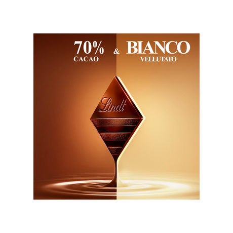 LINDT EXCELLENCE CHOCOLATE BAR FUSION 70% COCOA & BIANCO 100 GR (20 in a box)