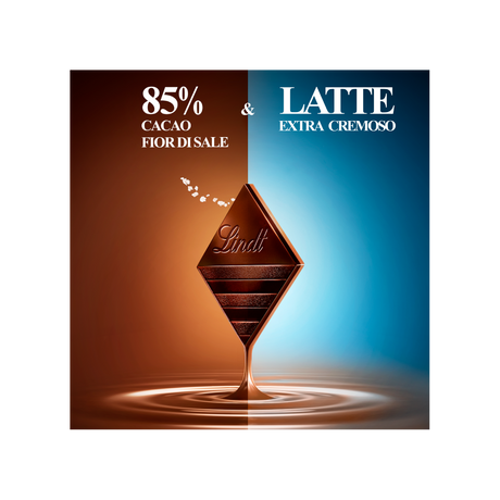 LINDT EXCELLENCE CHOCOLATE BAR FUSION 85% FIOR DI SALE & LATTE 100 GR (20 in a box)