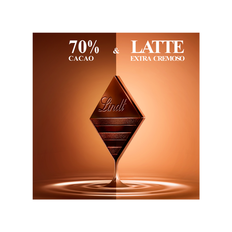LINDT EXCELLENCE CHOCOLATE BAR FUSION 70% COCOA & LATTE EXTRA CREMOSO 100 GR (20 in a box)