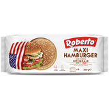 ROBERTO BREAD WHOLMEAL MAXI HAMBURGER INTEGRALE WITH SESAM SEEDS X4 300 GR (8 in a box)