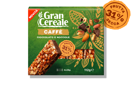 GRAN CEREALE SNACK BARS CHOCOLATE HAZELNUT AND COFFEE X4 112 GR (12 in a box)
