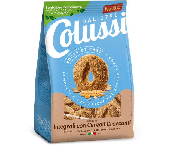COLUSSI BISCOTTI WHOLEMEAL FROLLINI GRANOLE CEREALI CROCCANTI 500 GR (8 in a box)