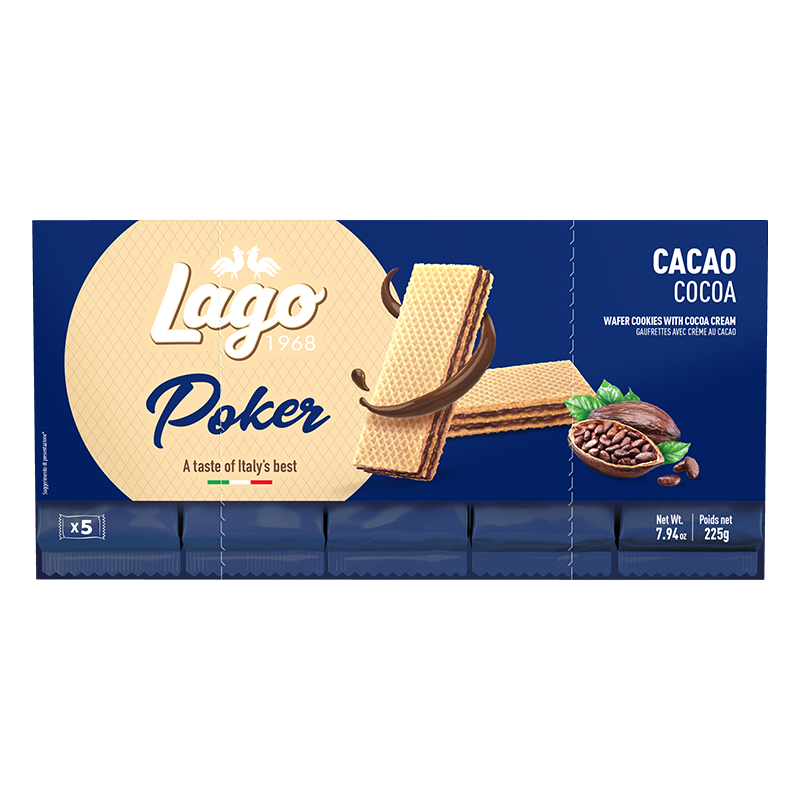 ELLEDI POKER WAFER COCOA X5 225 GR (16 in a box)
