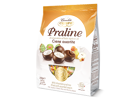 CRISPO PRALINES CHOCOLATE CREME ASSORTED 250 GR (12 in a box)