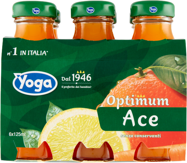 YOGA OPTIMUM FRUIT JUICE ACE GLASS 125 ML X6 (8 IN A BOX)