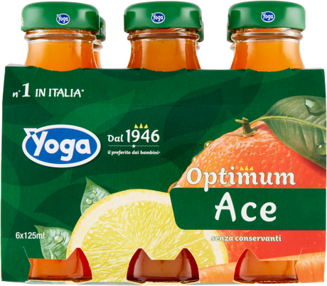 YOGA OPTIMUM FRUIT JUICE ACE GLASS 125 ML X6 (8 IN A BOX)