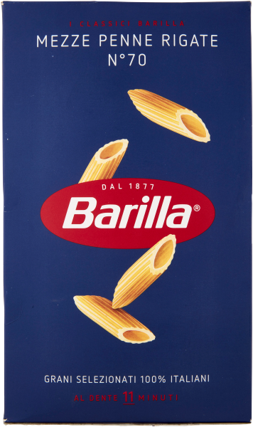 BARILLA PASTA DI SEMOLA MEZZE PENNE RIGATE N.70 500 GR (28 in a box)