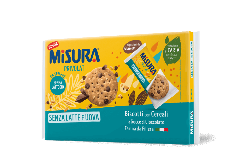 MISURA PRIVOLAT BISCOTTI CEREALS AND CHOCOLATE CHIPS MULTIPACK X6 280 GR (10 in a box)