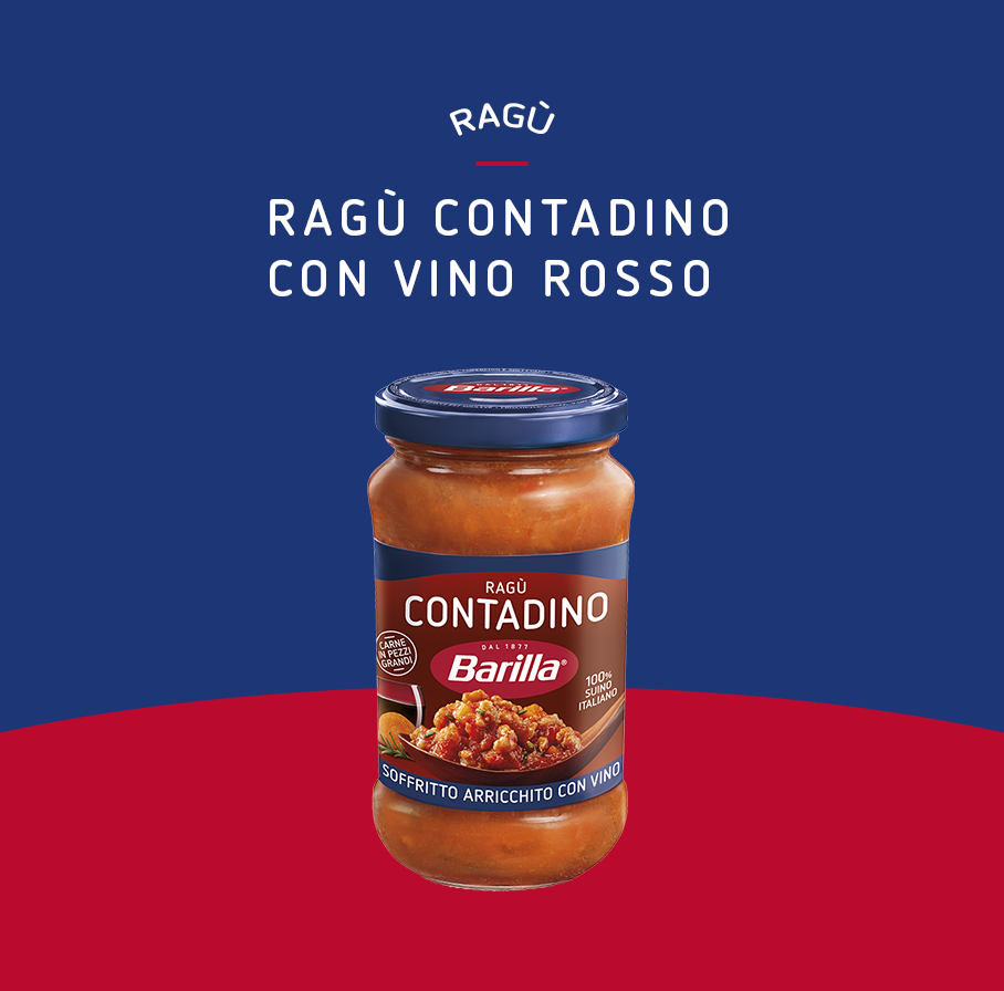 BARILLA PASTA SAUCE RAGU' CONTADINO WITH RED WINE 300 GR (8 in a box)