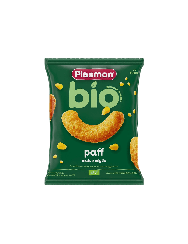 PLASMON ORGANIC SNACK CRISPS BIO PAFF MAIZE AND MILLET 15 GR (5 in a box)