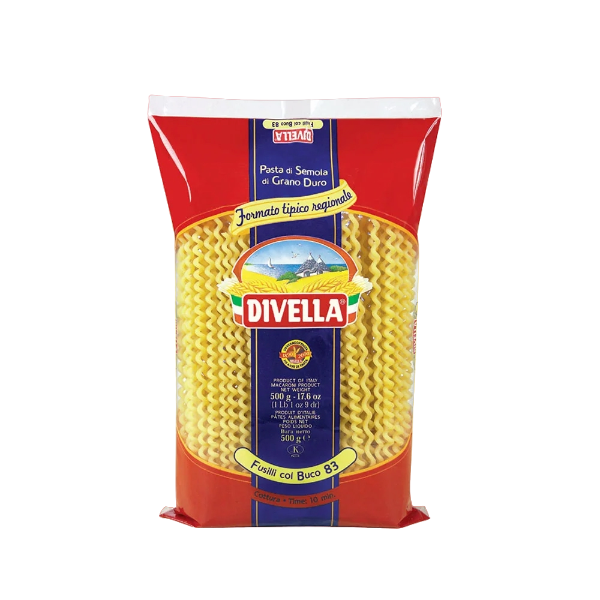 DIVELLA PASTA DI SEMOLA FORMATI SPECIALI FUSILLI BUCATI LUNGHI N.83 500 GR (20 in a box)