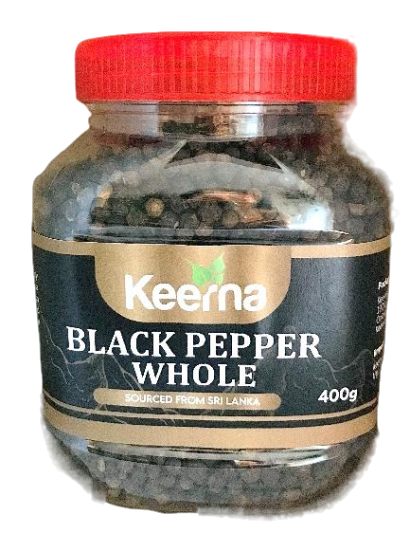 KEERNA SPICES CEYLON BLACK PEPPER WHOLE 400 GR (1 in a box)