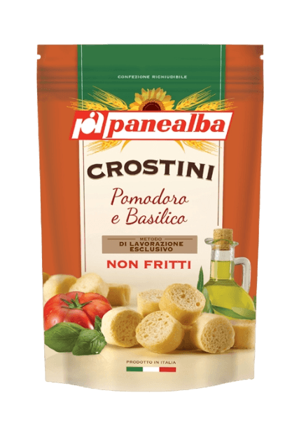 PANEALBA BAKERY CROSTINI TOMATOES AND BASIL 100 GR (12 in a box)