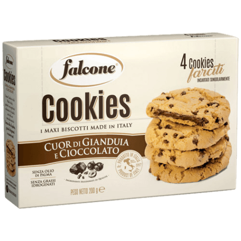 FALCONE BISCOTTI COOKIES FILLED CREAM GIANDUIA 200 GR (12 in a box)