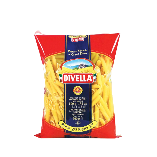 DIVELLA PASTA DI SEMOLA PENNE ZITI RIGATE N.27 500 GR (24 in a box)