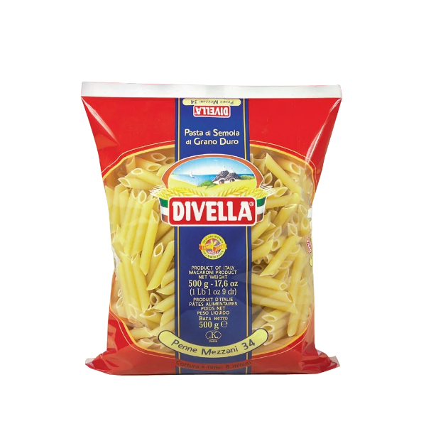 DIVELLA PASTA DI SEMOLA PENNE MEZZANI N.34 500 GR (24 in a box)