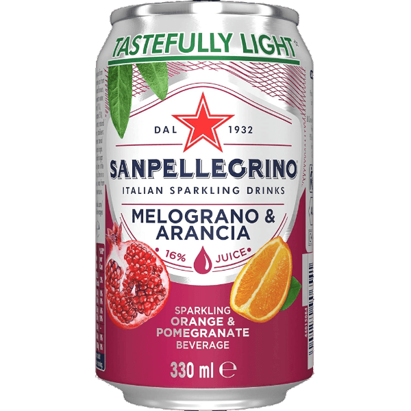 SAN PELLEGRINO POMEGRANATE AND ORANGE CANS GB 330 ML (12 in a box)