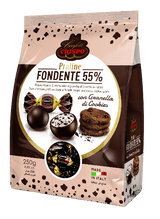 CRISPO PRALINES CHOCOLATE DARK DROPS OF COCOA BISCUITS 250 GR (12 in a box)