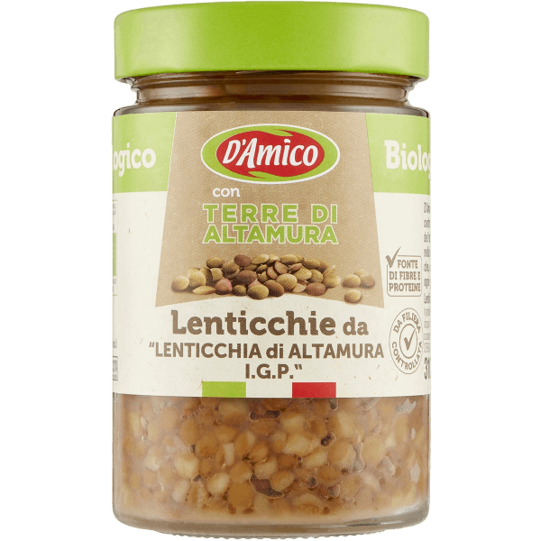 D'AMICO LEGUMES ORGANIC LENTILS IGP IN BRINE 310 GR (8 in a box)