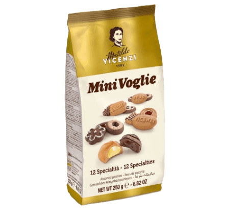 VICENZI MINIVOGLIE BISCOTTI ASSORTED MIX 250 GR (10 in a box)