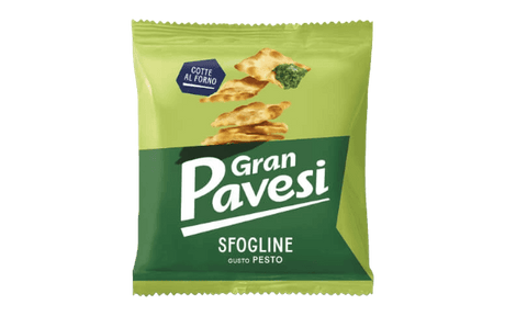PAVESI SNACK CRACKER SFOGLINE PESTO X6 180 GR (16 in a box)