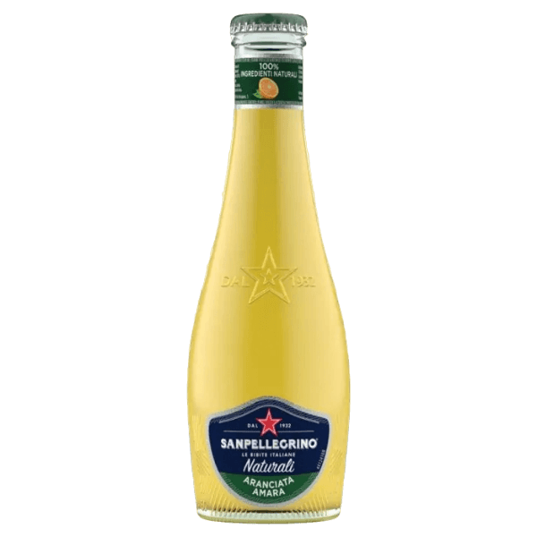 SAN PELLEGRINO ARANCIATA AMARA GLASS 20 CL X4 (6 in a box)