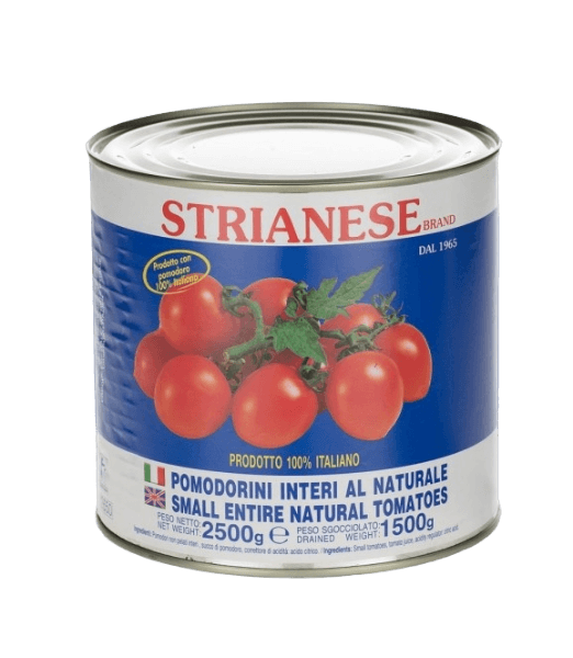 STRIANESE POMODORI INTERI AL NATURALE TIN 2.5 KG (6 in a box)