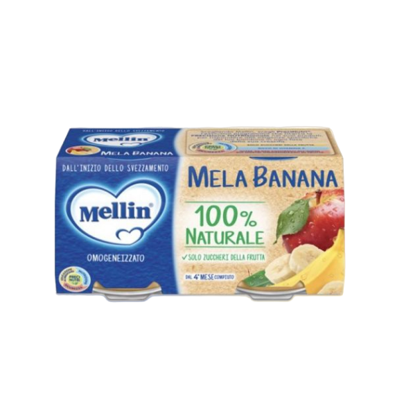 MELLIN HOMOGENIZED FRUIT APPLE BANANA 100 GR X2 (12 in a box)
