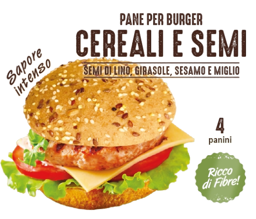 DAILYBREAD BURGER BUNS BREAD CEREALI E SEMI X4 360 GR (7 in a box)