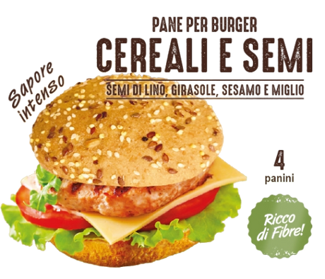DAILYBREAD BURGER BUNS BREAD CEREALI E SEMI X4 360 GR (7 in a box)