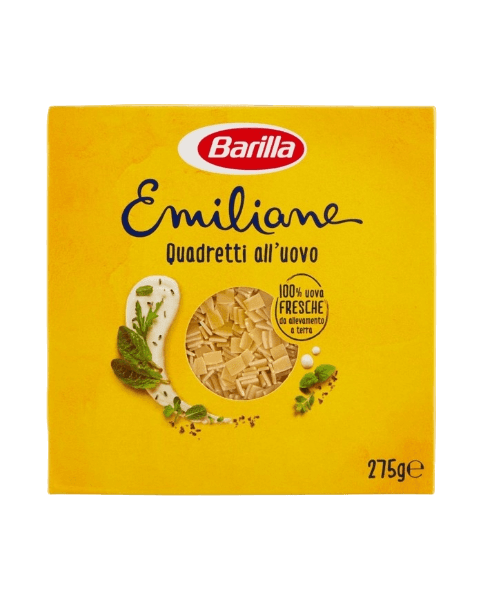 BARILLA PASTA ALL'UOVO EMILIANE QUADRETTI 275 GR (24 IN A BOX)