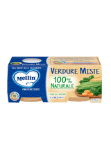 MELLIN HOMOGENIZED FRUIT MIX OF VEGETABLES 80 GR X2 (12 IN A BOX)