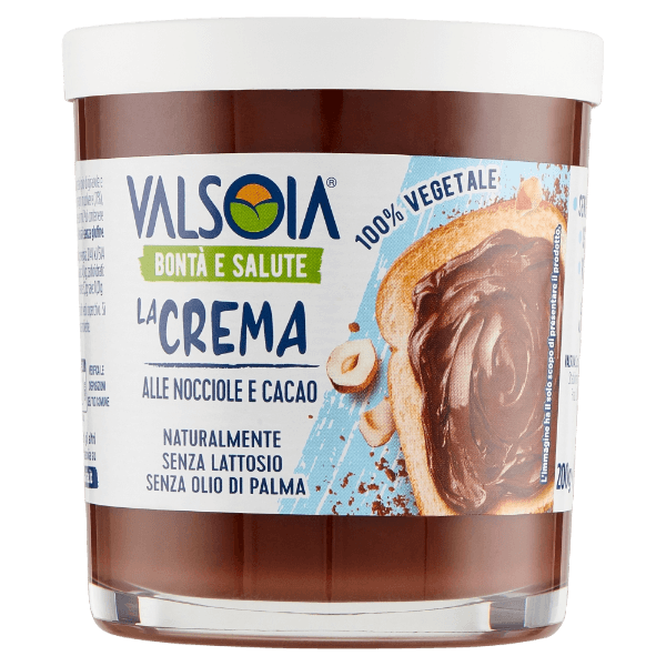 VALSOIA SPREAD CREAM VEGETABLE HAZELNUT COCOA 200 GR (12 in a box)