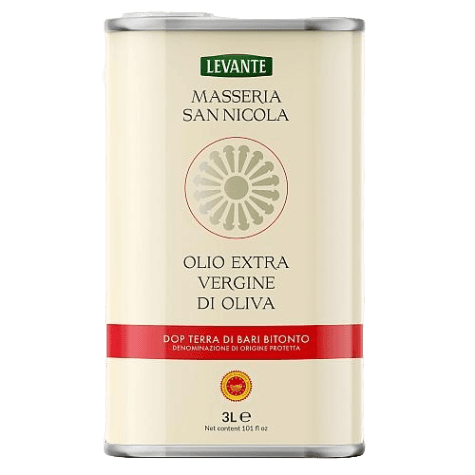 LEVANTE MASSERIA SAN NICOLA EXTRA VIRGIN OLIVE OIL DOP 3 LT (4 in a box)
