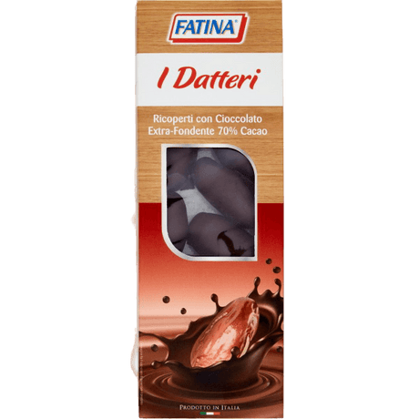 FATINA DRIED FRUITS PITTED DATES COVERED DARK CHOCOLATE 70% COCOA 150 GR (16 in a box)