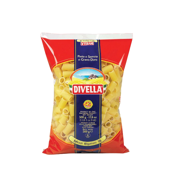 DIVELLA PASTA DI SEMOLA MEZZI RIGATONI N.18 500 GR (24 in a box)