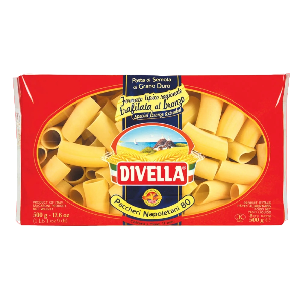 DIVELLA PASTA DI SEMOLA FORMATI SPECIALI PACCHERI NAPOLETANI 500 GR (12 in a box)