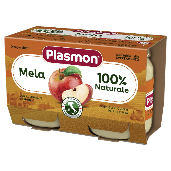 PLASMON HOMOGENIZED FRUIT APPLE 80 GR X2 (12 in a box)