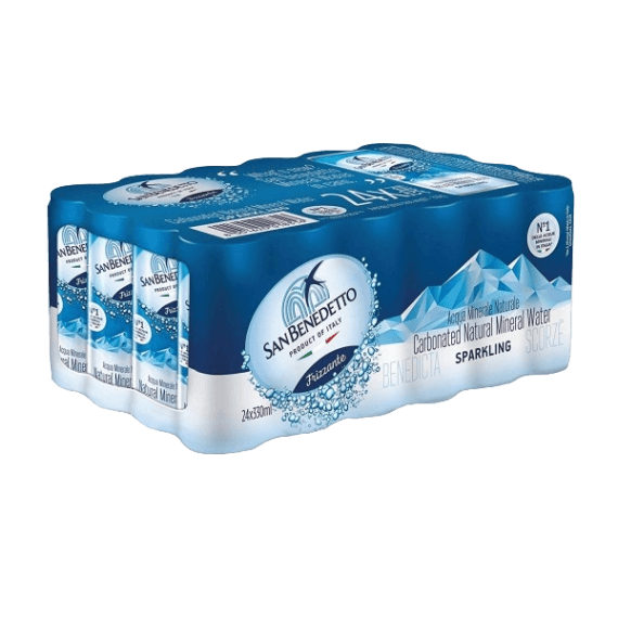 SAN BENEDETTO CARBONATED WATER CANS 330 ML (24 in a box)