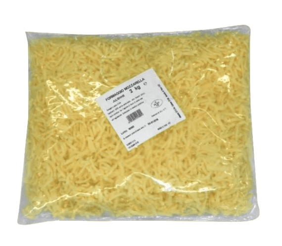MOZZARELLA 100% SHREDDED THIN CUT 2 KG (6 in a box) ONLY LONDON AREA